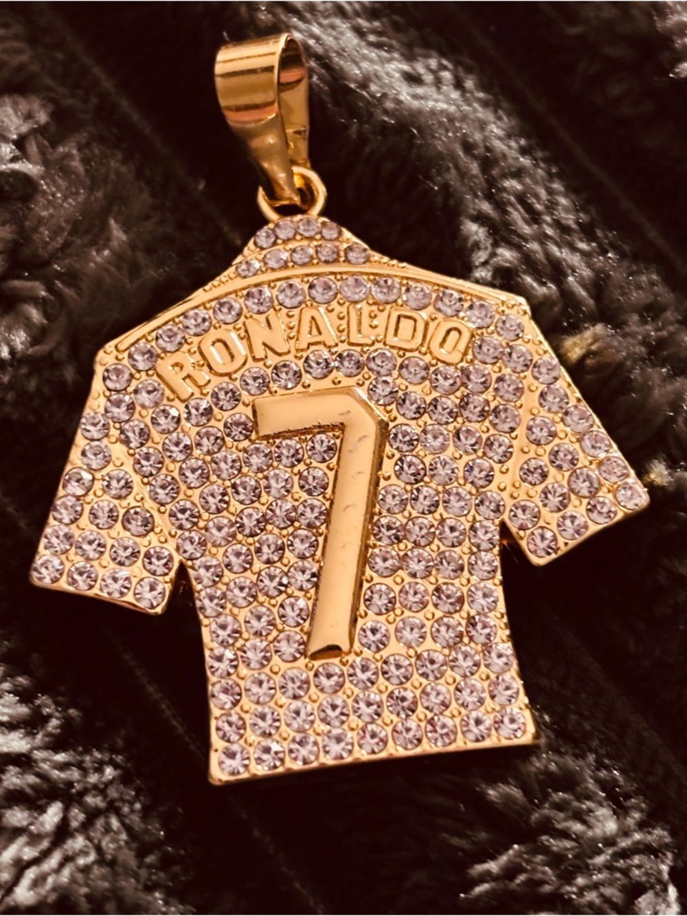 Cristiano Ronaldo #7 Gold Tone Pavé Jersey Pendant